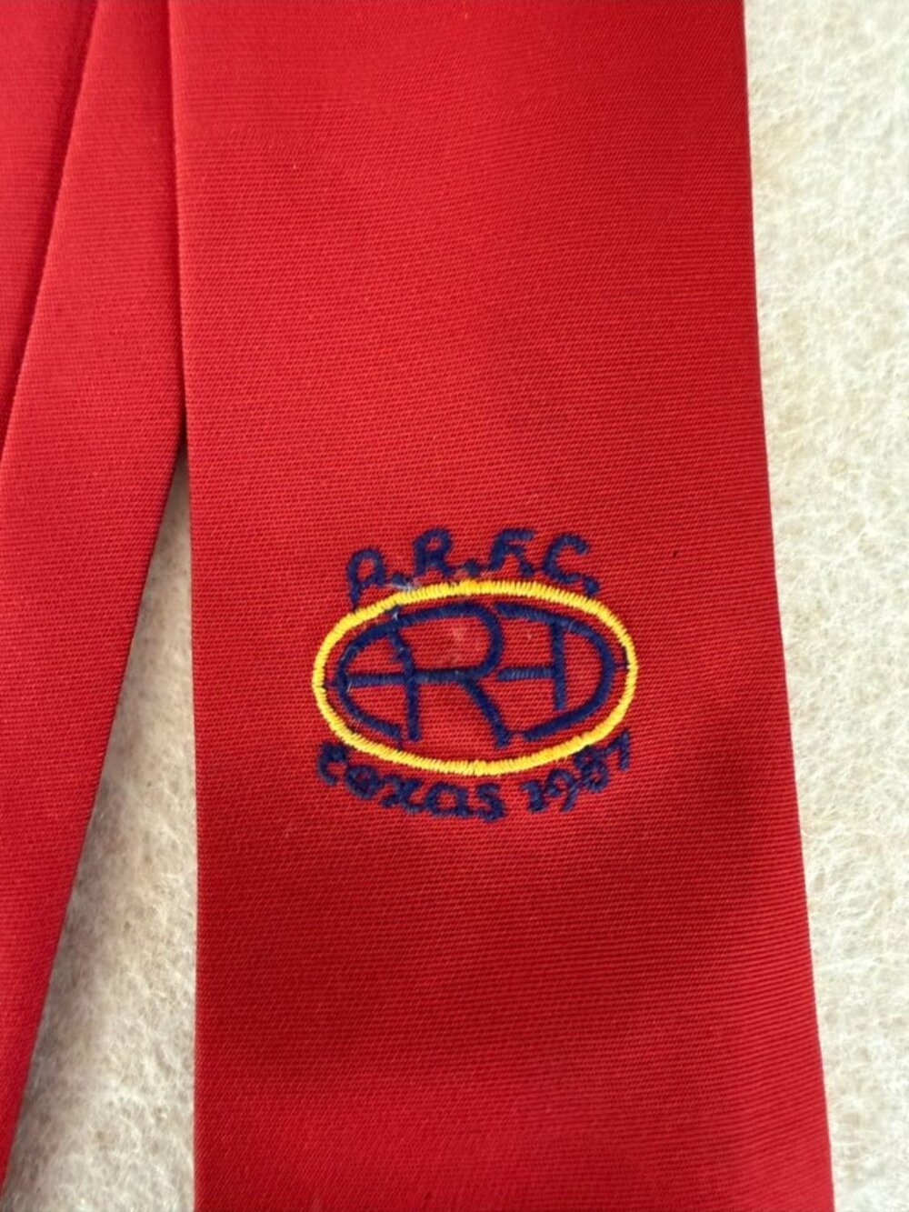 Vintage 1987 ARFC Texas Rugby Tie Red Sugra Dublin Ireland Slim 2.5”